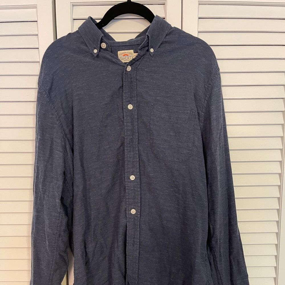 Faherty blue button down shirt